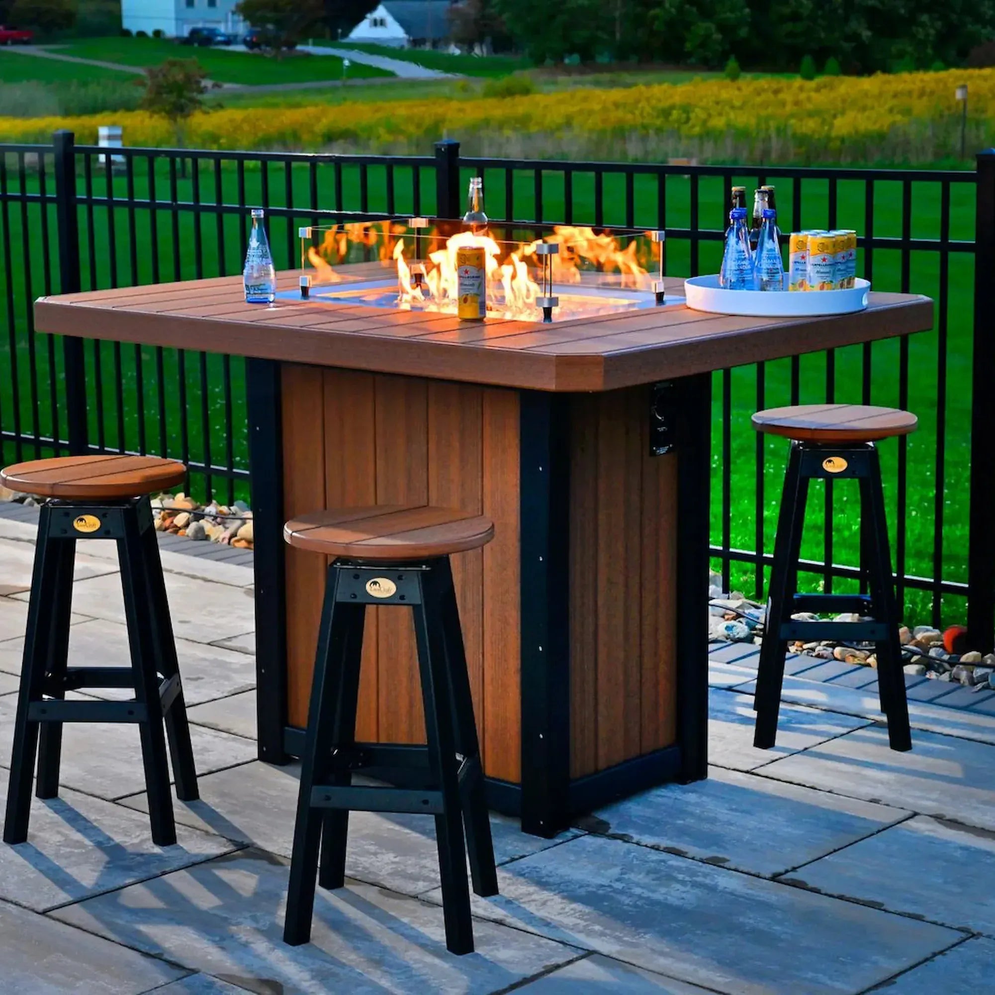 Luxcraft Lumin Poly Lumber Rectangular Bar Height Fire Pit Table