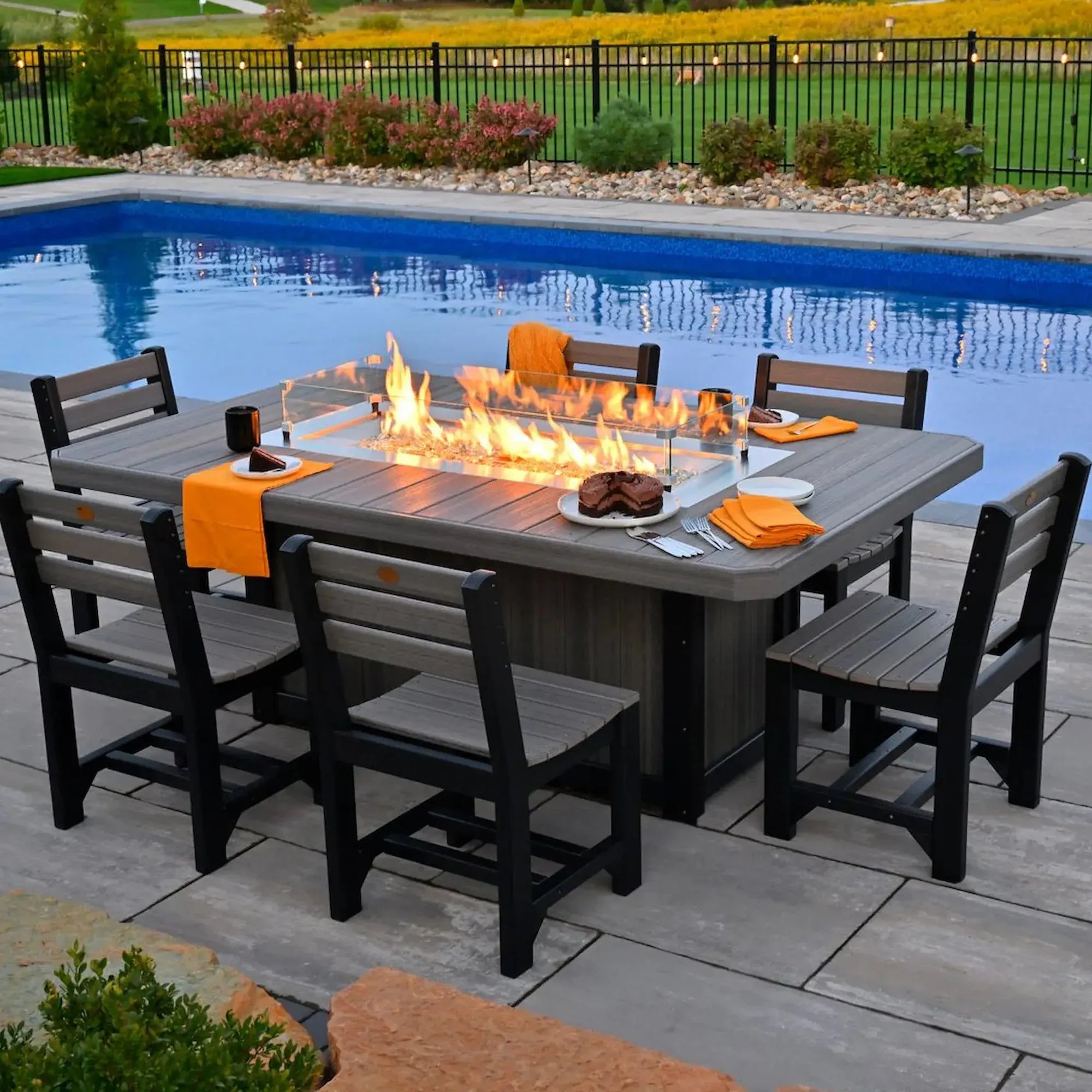 Luxcraft Lumin Poly Lumber Rectangular Dining Height Fire Pit Table