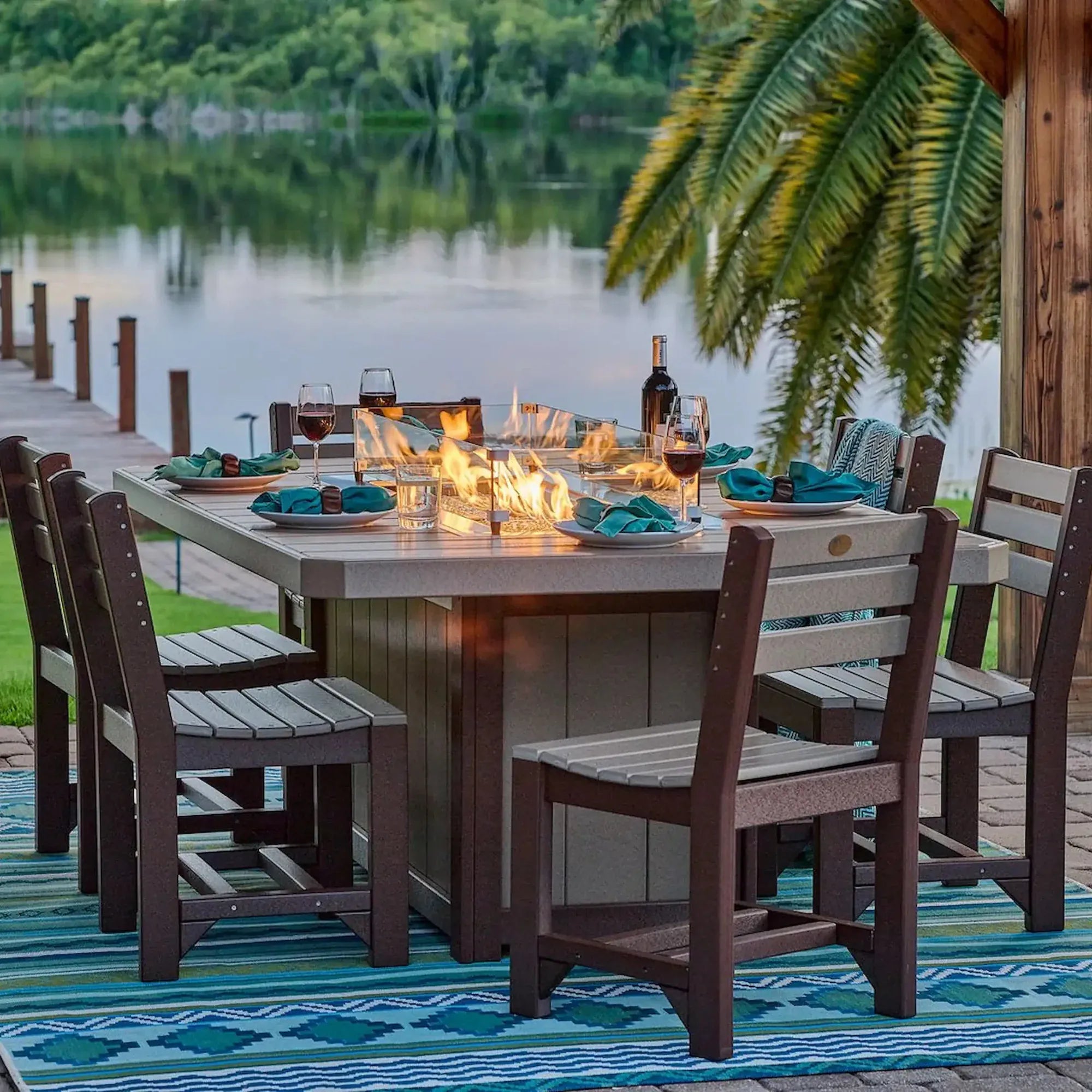 Luxcraft Lumin Poly Lumber Rectangular Dining Height Fire Pit Table - Image 2