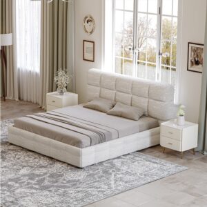 Alternative view of Upholstered bed with textured surface and fabric covering
