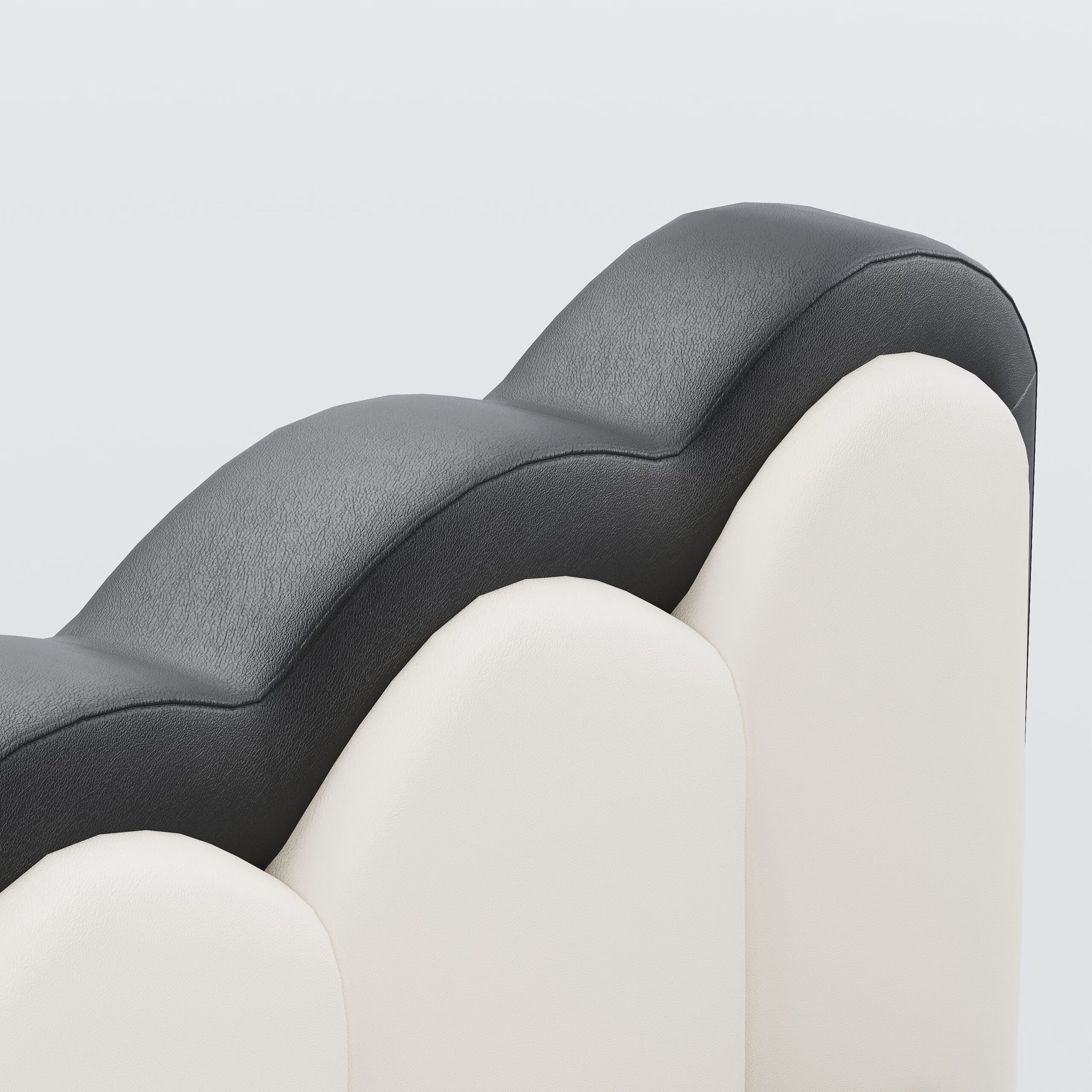 Curved upholstered bed with leather covering and structured frame - Image 6