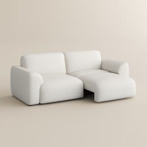 Sofa bed with extendable design and chenille fabric upholstery