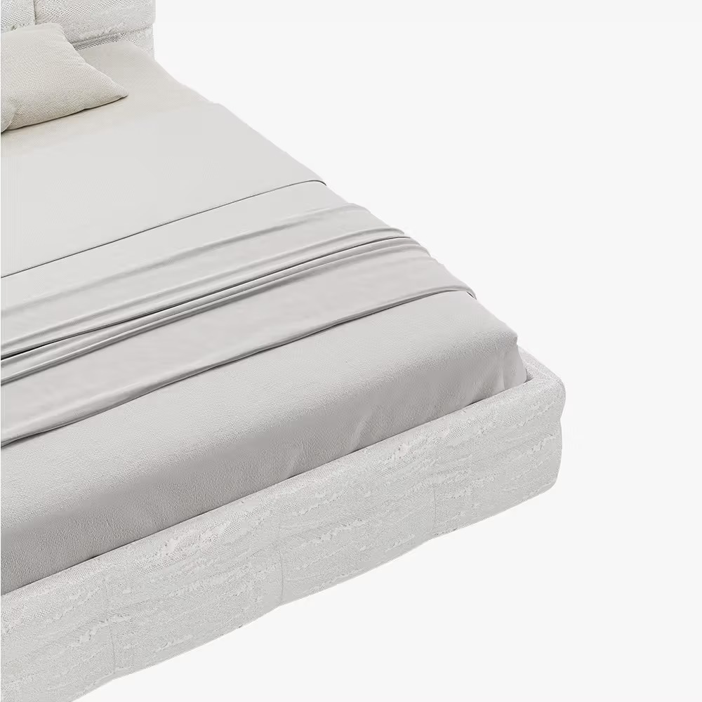 Upholstered bed with textured surface and fabric covering - Image 9