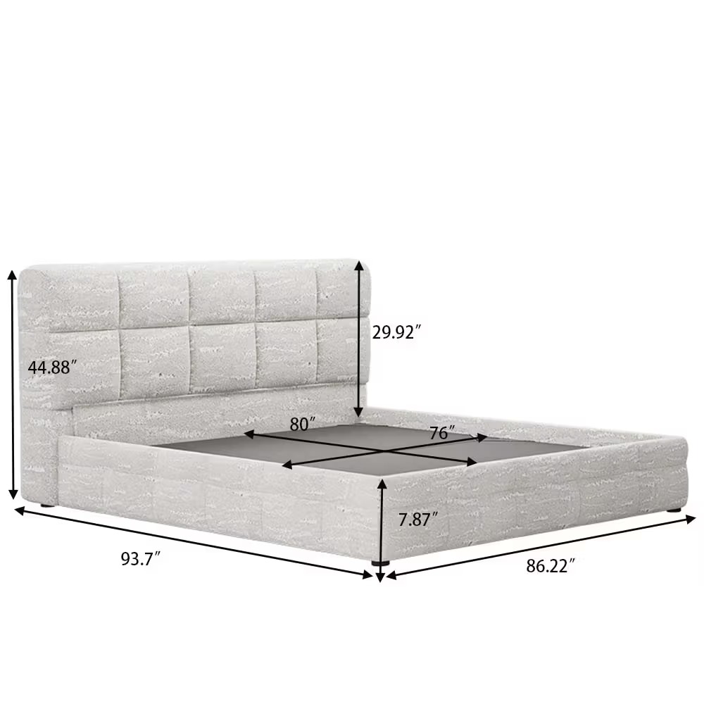Upholstered bed with textured surface and fabric covering - Image 3